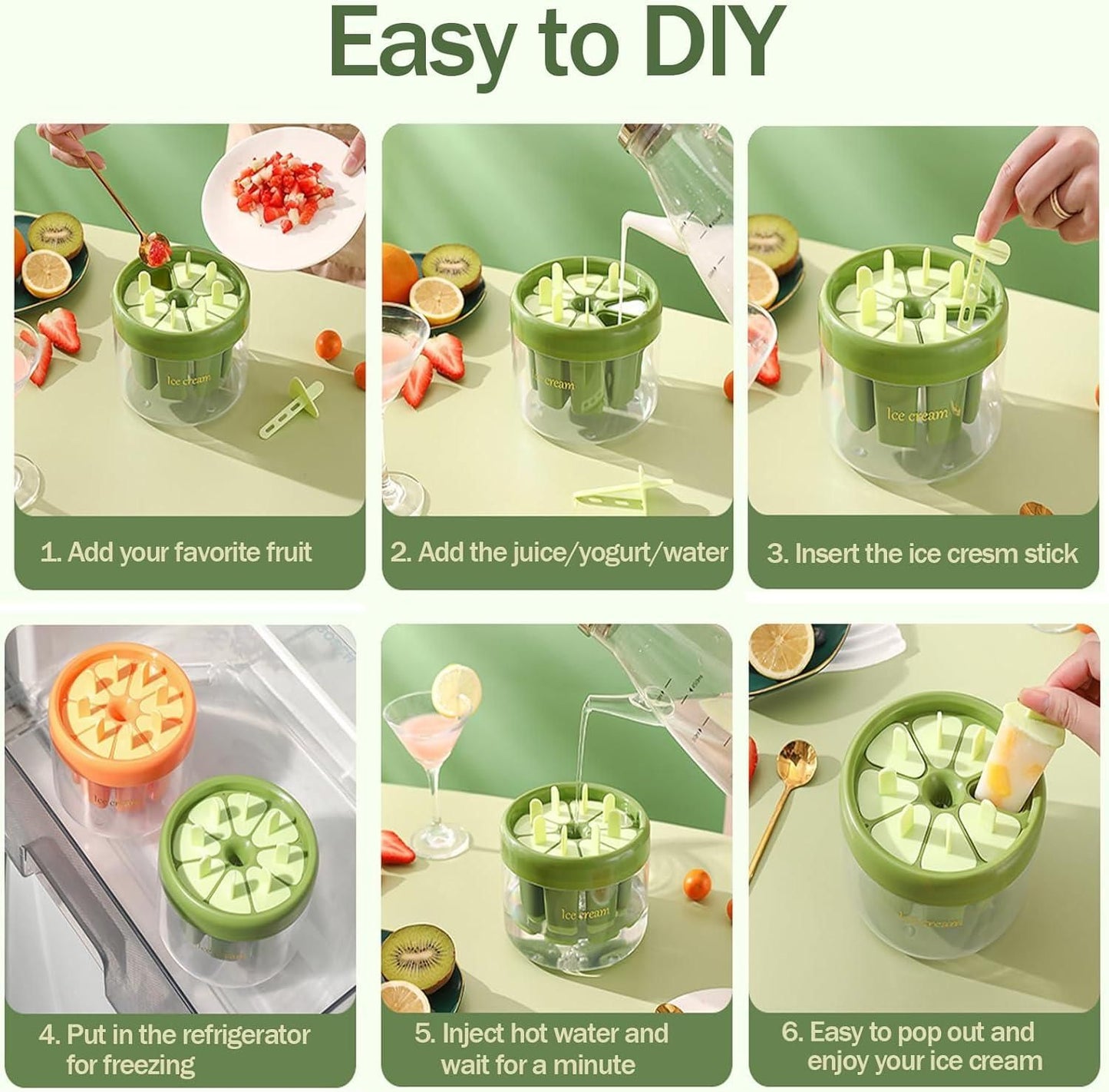 Reusable DIY 8 Pieces Ice Pop Mould - Noxkart