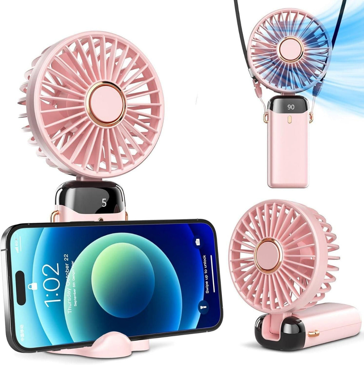 Portable Handheld Fan, Battery Operated Fan with LED Display - Noxkart